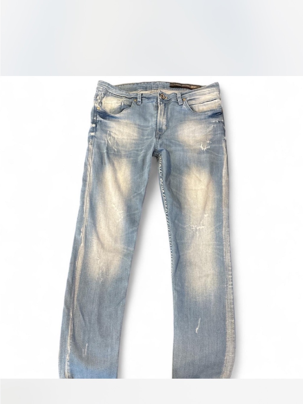 Womens Light Blue Distressed Jeans